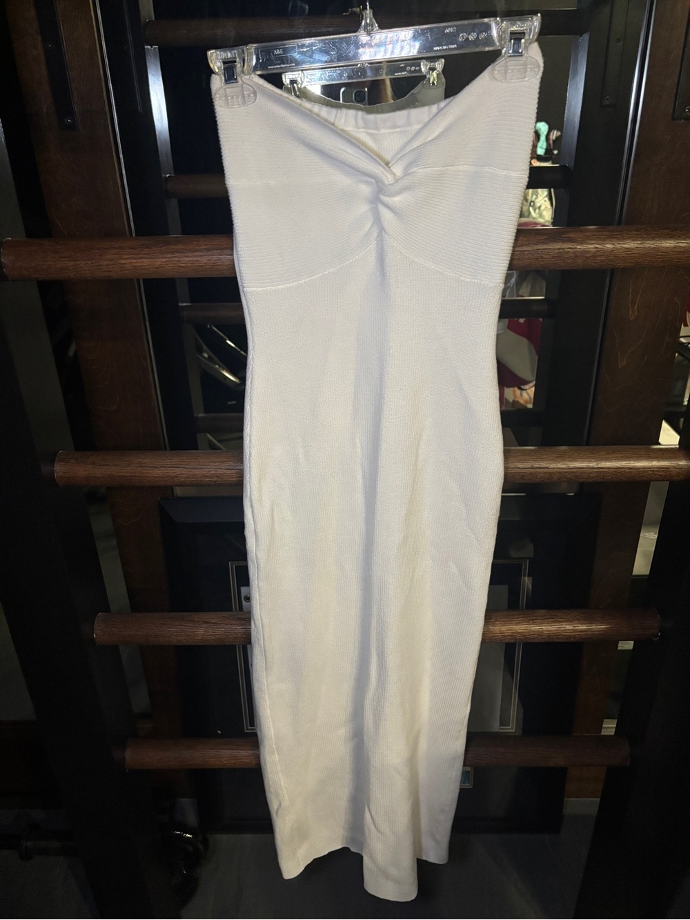 Amazon White Strapless Ruched Maxi Dress